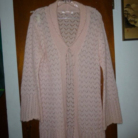Womens Victoria Secret Mohair Wool Blend Pink Sweater Coat Long Cardigan M Mediu - Picture 1 of 8